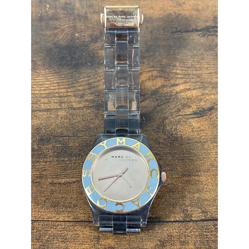 Marc By Marc Jacobs Henry Skeleton Clear Resin Blue Gold Watch MBM4557